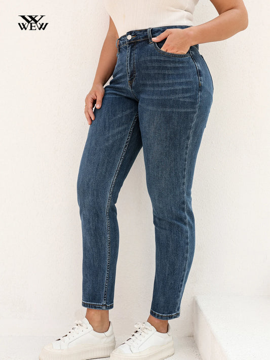 Plus Size BoyFriend Women's Jeans 6XL Fashion Straight Vintage Mid Waist  Pants
