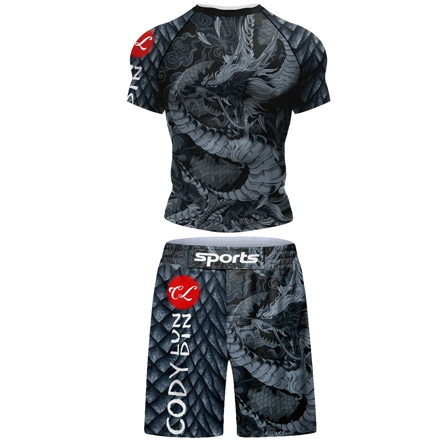 Popular Beach Surf Wear Short Sets For jiu jitsu Bjj No Gi Rashguard+Grappling Shorts Cool Westling stretchy Running Gym Clothes