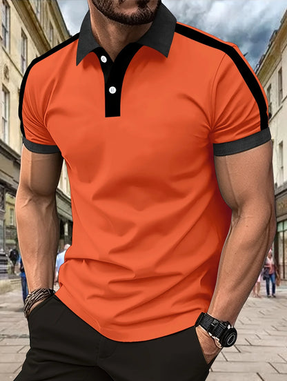 The 2025 summer new men's POLO shirt features a casual refreshing and simple printed streetwear style