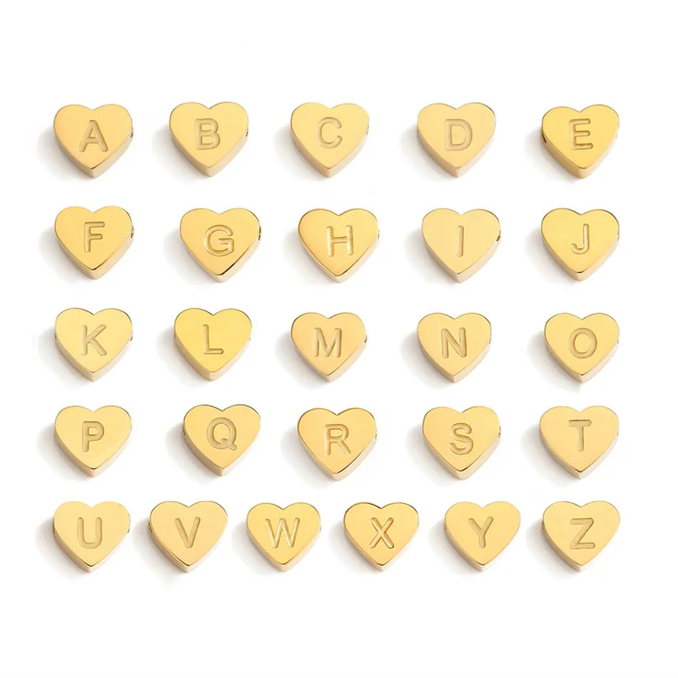 SUNIBI Initial Name Heart Shape Pendant For Necklaces Stainless Steel Necklace for Women Bracelet Make Earrings Jewelry