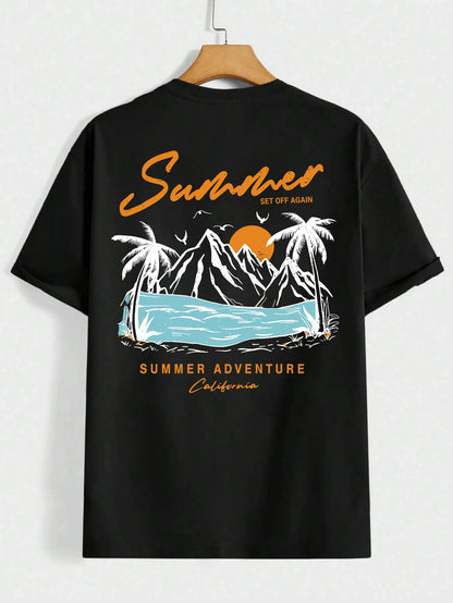 Summer Set Off Again Adventure California Mens T-Shirt Cotton Loose Tee Clothing Fashion Sweat Clothes Oversized Summer Tops