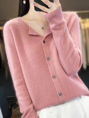 Long Sleeve 100% Merino Wool Sweaters Cashmere Cardigan Spring Autumn Women