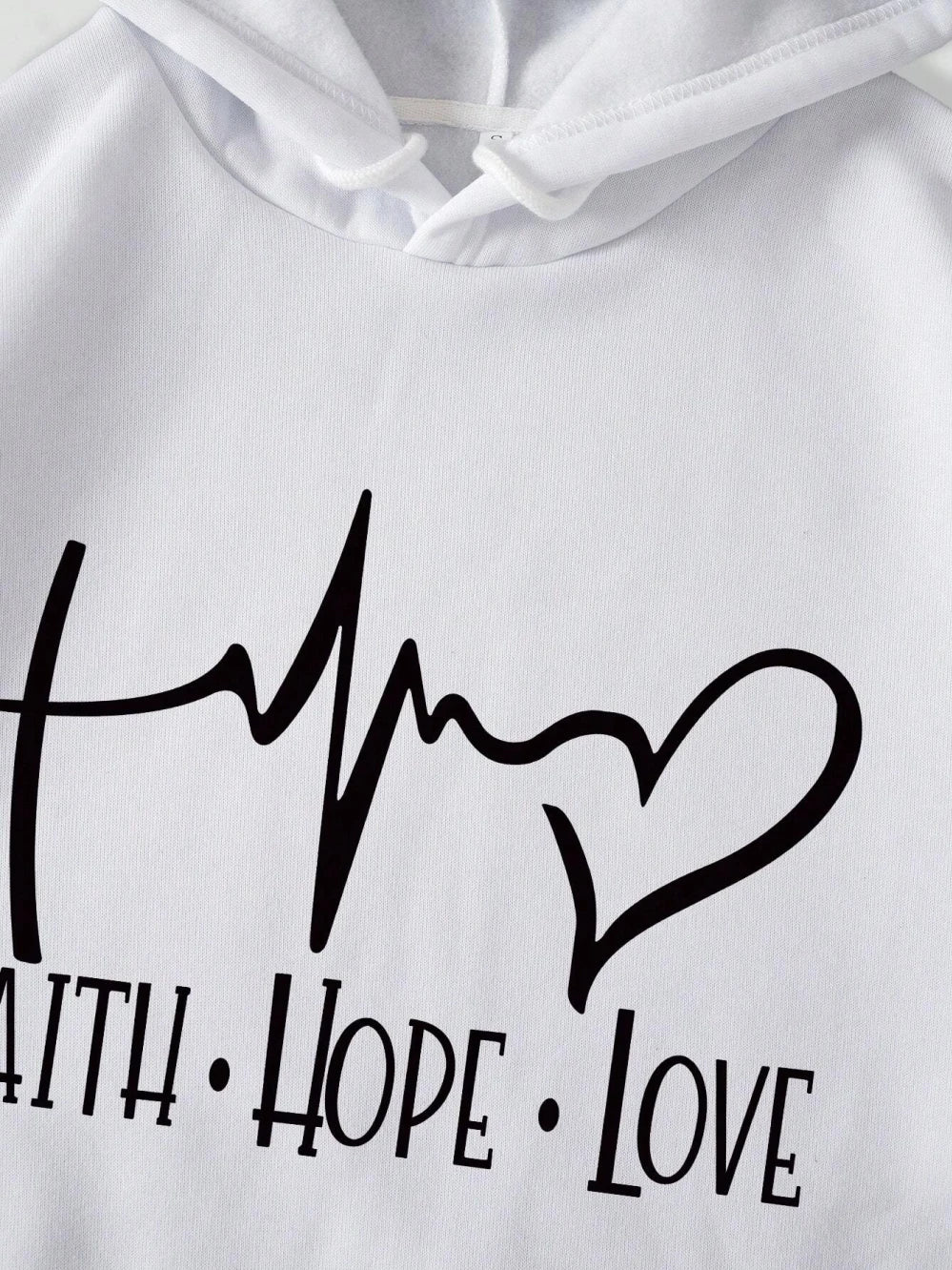 Faith Hope Love Letter Graphic Women Hoody Street Casual Loose Sweatshirt
