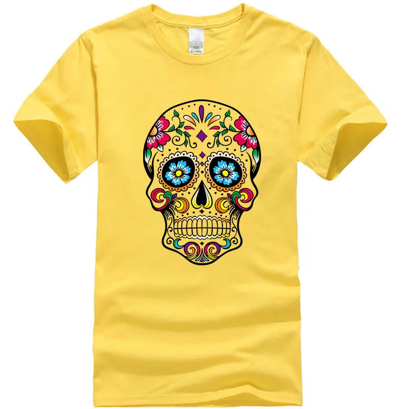 Men's T-shirt High Quality 100% Cotton Street Style Loose Cool Skull Printed Summer Men t shirt Casual Short Sleeve For Men