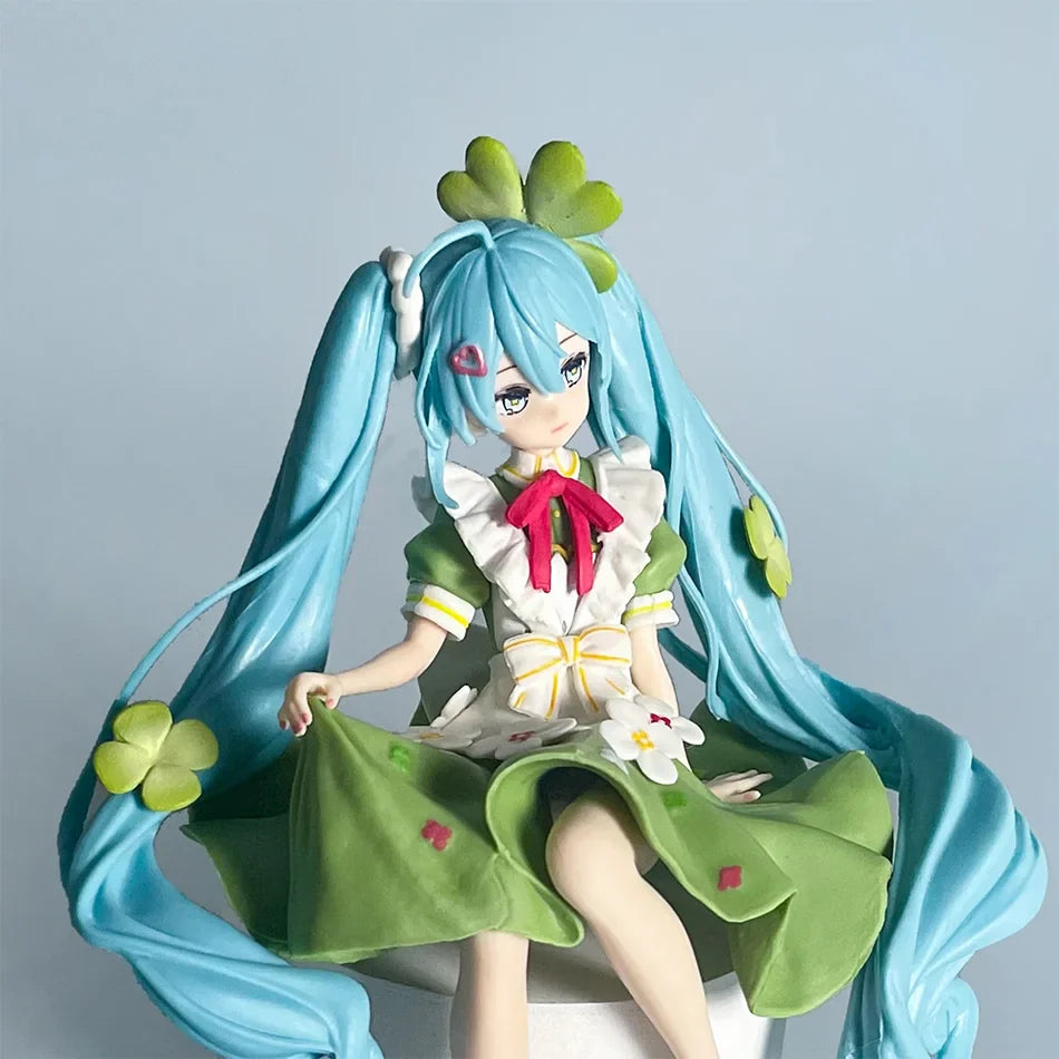 For beautiful girls, Cute Hatsune Miku figures, four-leaf clover flower fairy maiden models, decorative ornaments，birthday gift