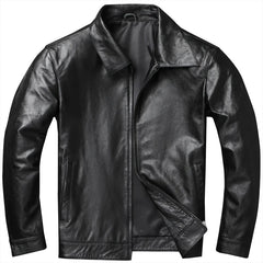 Genuine Leather Jacket Men Vintage Natural Cowskin Coat