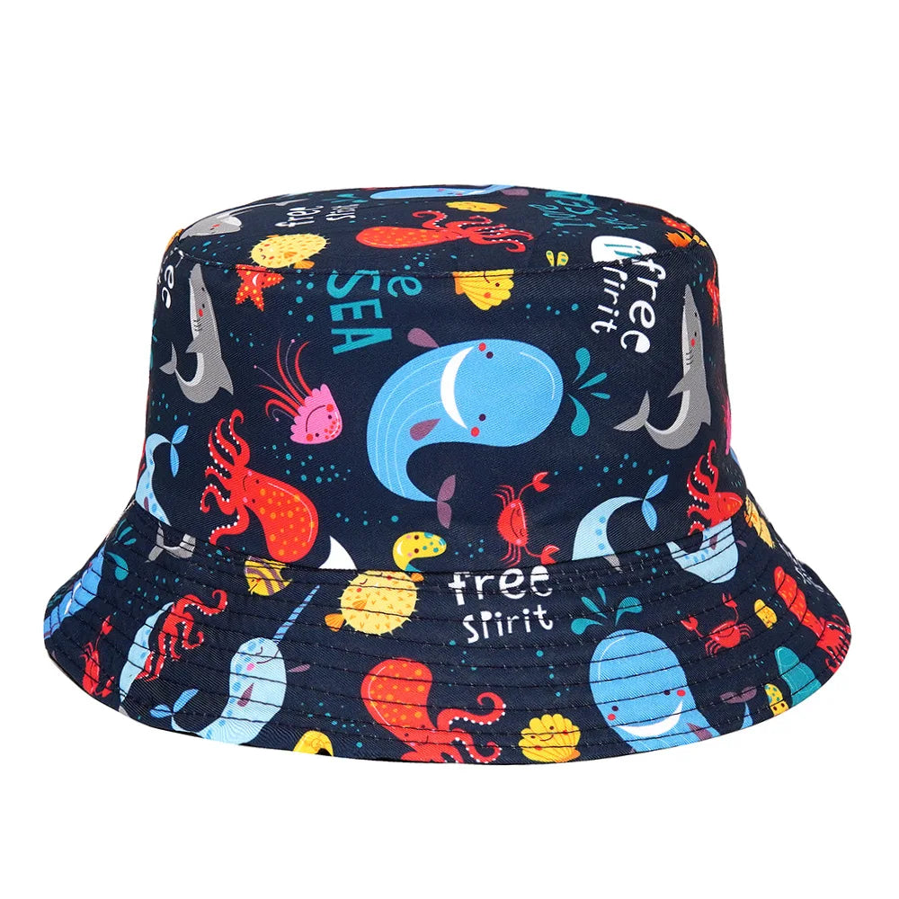 Sun Protection Bucket Hat for Men Women Panama Cap Print Hip Hop Gorros