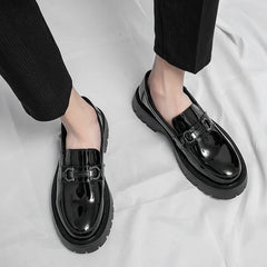 Platform Shoes Loafers Shoes Men Thick-soled Wedding Shoes Black Formal