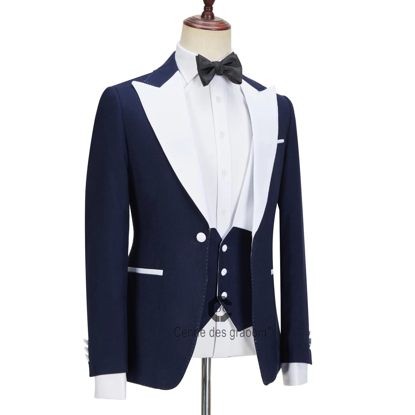 Mens Beach Wedding attire: Men Suits White Satin Peak Lapel Tailor-Made Prom Tuxedo