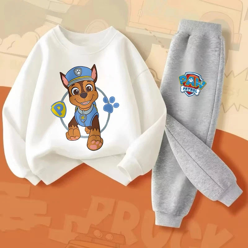 PAW Patrol Cartoon Printed Boys Hooides Sets Children's Long Sleeved Pullover Long Pant Two Piece Suit Kids Casual Sweatsuit