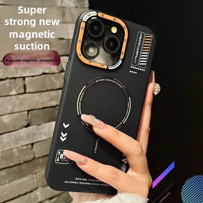 Magnetic Phone Case For iPhone 17 16 15 14 13 Pro Max Air Magsafe Wireless Charge Frosted Metal Lens Frame Buttons Cover