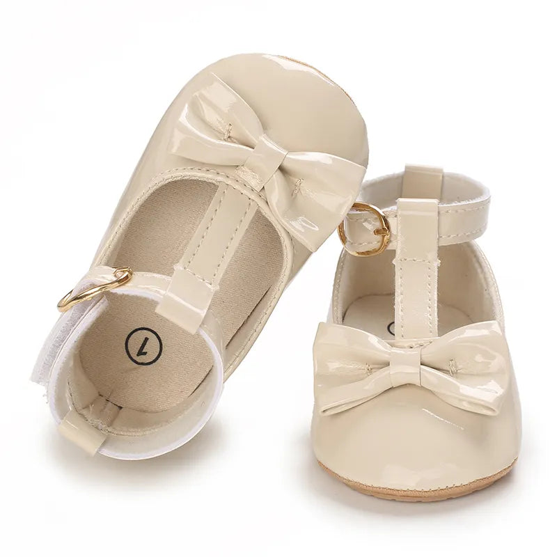 PU Leather Baby Princess Shoes Girls Moccasins Shoes Rubber Sole Prewalker