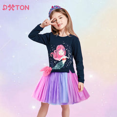 Children Sweater Dress For Girls Mermaid Patchwork Princess Tutu Dress