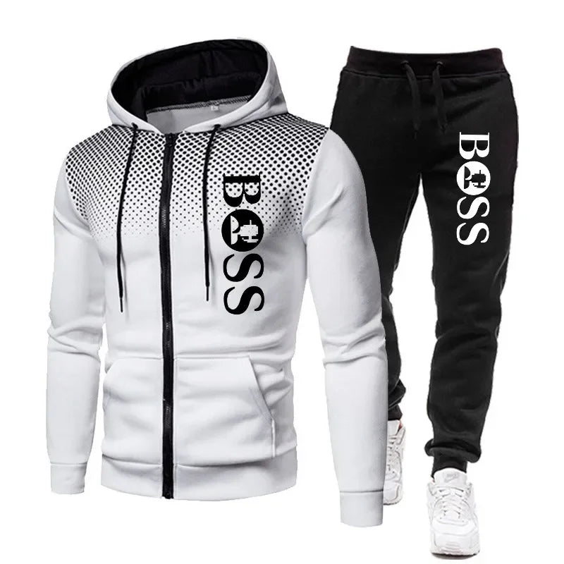 2026 New Spring and Autumn Men's Leisure Fitness Basketball Two Piece Set Fashion Outdoor Leisure Hoodie Set