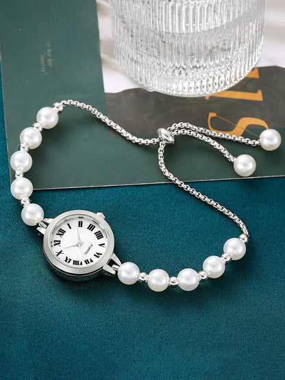 LUCKY FOX New Minimalist Style Pearl Bracelet Women Quartz Watch Fashionable Small Disc Design Light Luxury Jewelry Women Watch