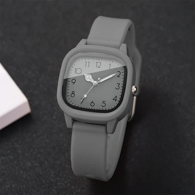 1/10PCS Fashion Square Women Watches Casual Silicone Band Quartz Wristwatch for Girls Clock Reloj Mujer（Without Box）