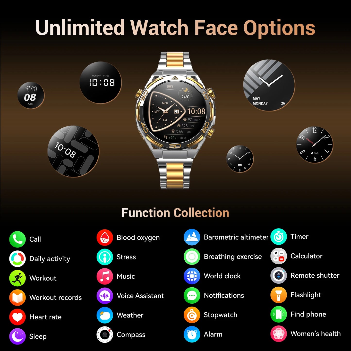 New Blackview W90 Pro GPS Smart Watch 1.43" HD AMOLED Display, 900mAh/ 20Days Standby Bluetooth Waterproof Sport Watch for Men