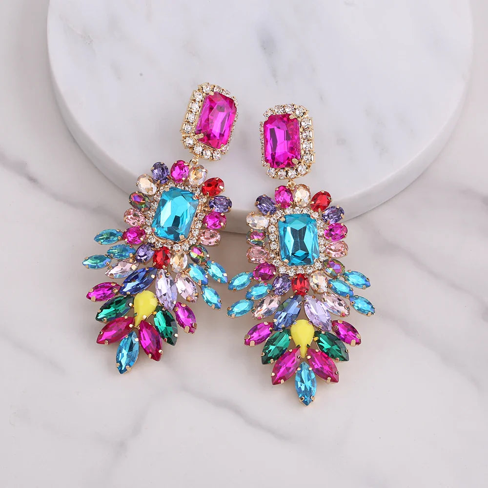New Crystal Dangle Earrings For Women Rhinestone Earrings Weddings Ladies Party Fashion Jewelry Accessories Wholesale Gifts