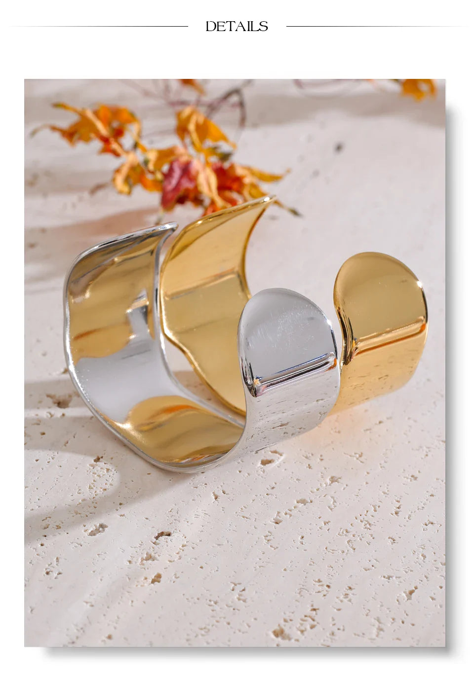 Yhpup 63mm Minimalist Glossy Stainless Steel Polished Wide Cuff Bracelet Bangle PVD Plated Statement Open Wrist Jewellery New