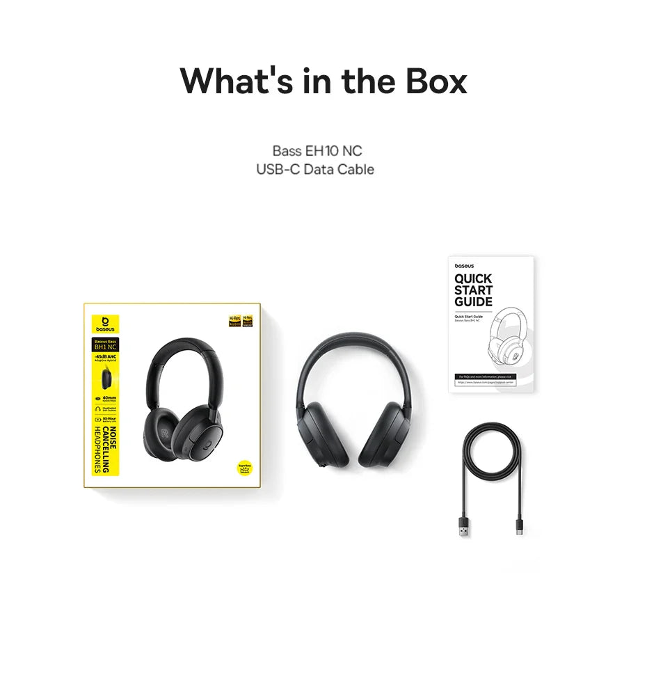 Baseus Bowie H1s Wireless Headphones Bluetooth 5.4 Noise Canceling 46dB Over Ear Headset Hi-Res Spatial Audio Earphone 120H Time