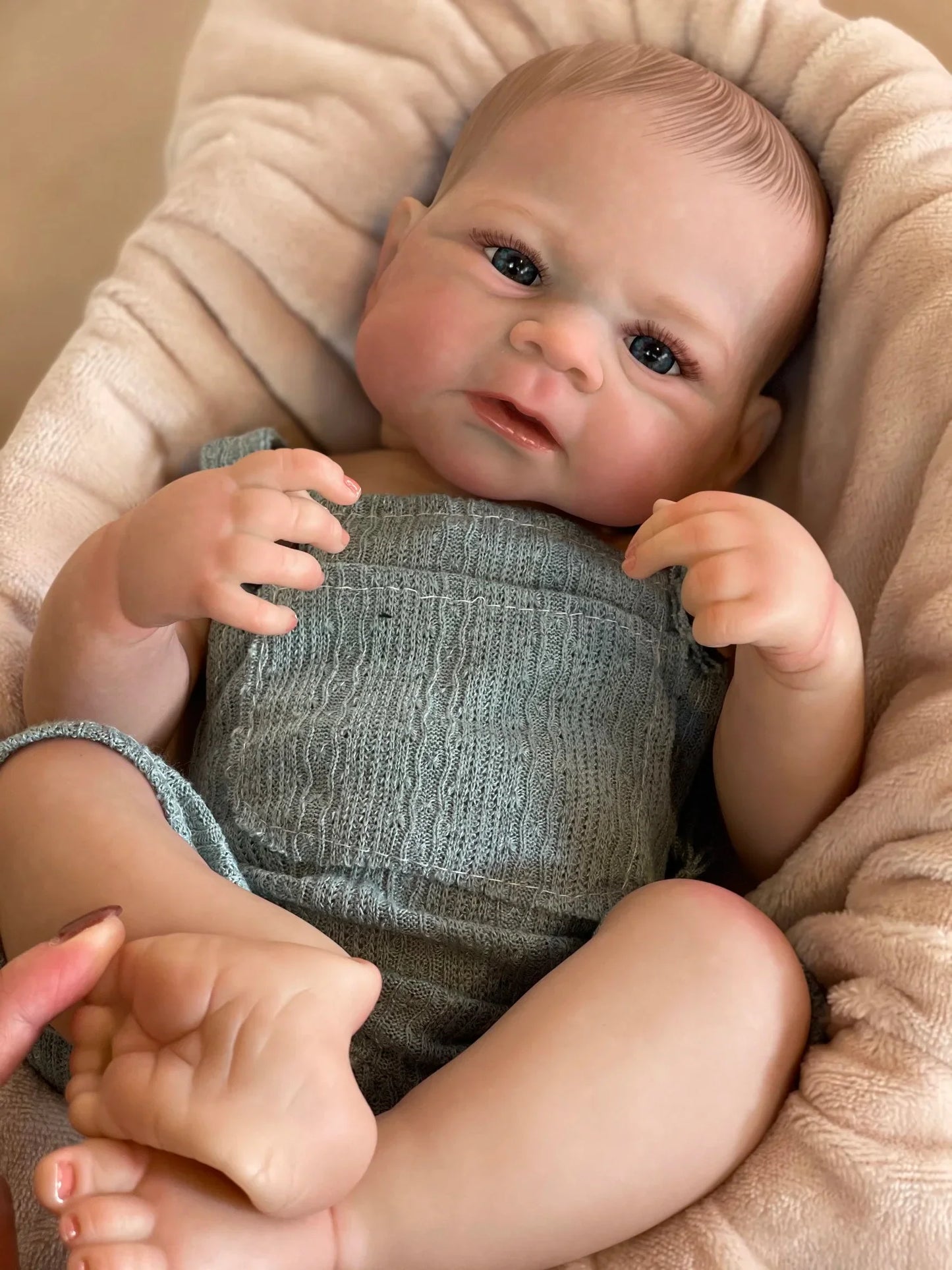 50cm Painted Elijah Bebe Reborn Boy With Full Body Vinyl  Soft Touch Feeling Lifelike Real Newborn Baby Dolls