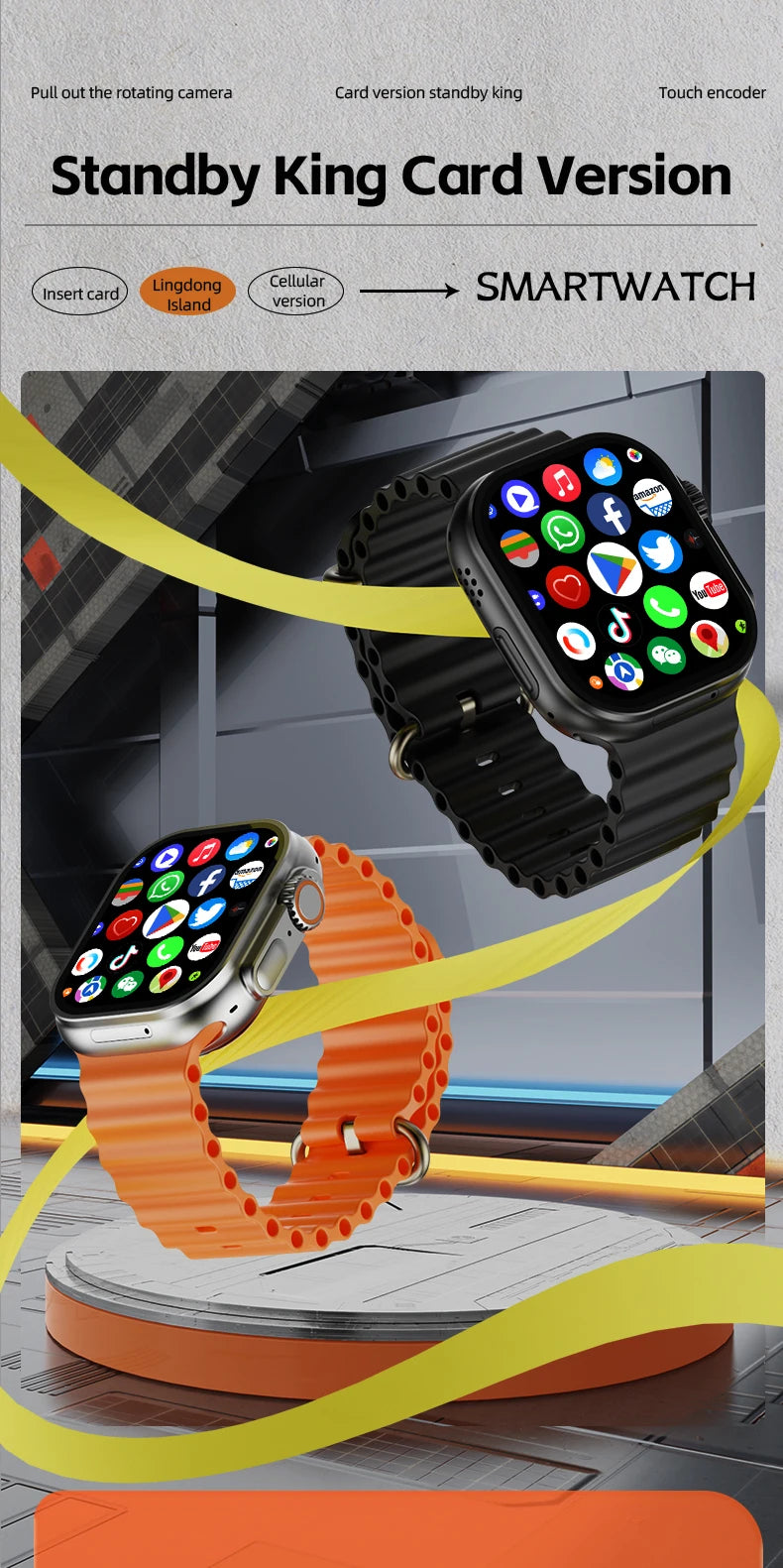 CD12 S11 Ultra 3 Smartwatch 4G 5G 2.26inch Amoled Android 12.0 Smart Watch With Rotary Camera Compass GPS WIFI 2080mAH Battery