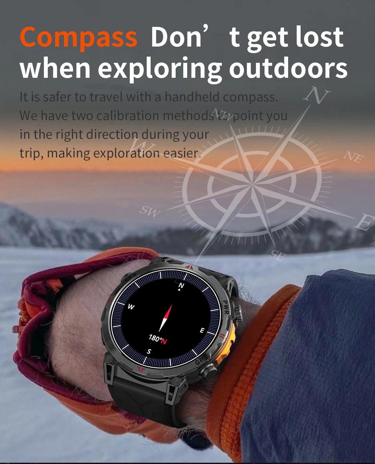 2025New Military GPS Sport Smartwatch Men 650mAh AMOLED Screen Compass Altimeter 10ATM Waterproof Heart Rate Wireless Call Clock