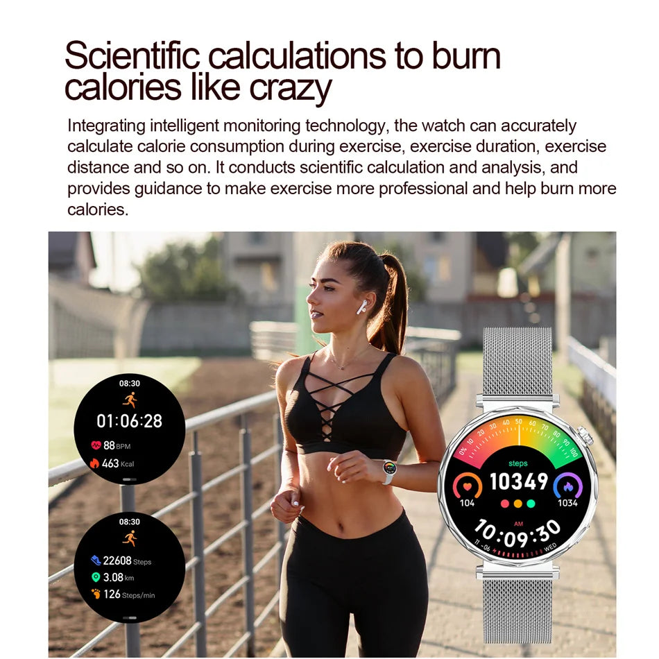 Fashion Women's Smart Watch AMOLED HD Screen Health Monitoring GPS Sports Track Watch Bluetooth Call Smartwatch Android IOS