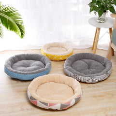 Round Dog Bed House Dog Mat Long Plush Cats Nest Dog Basket Pet Cushion Soft