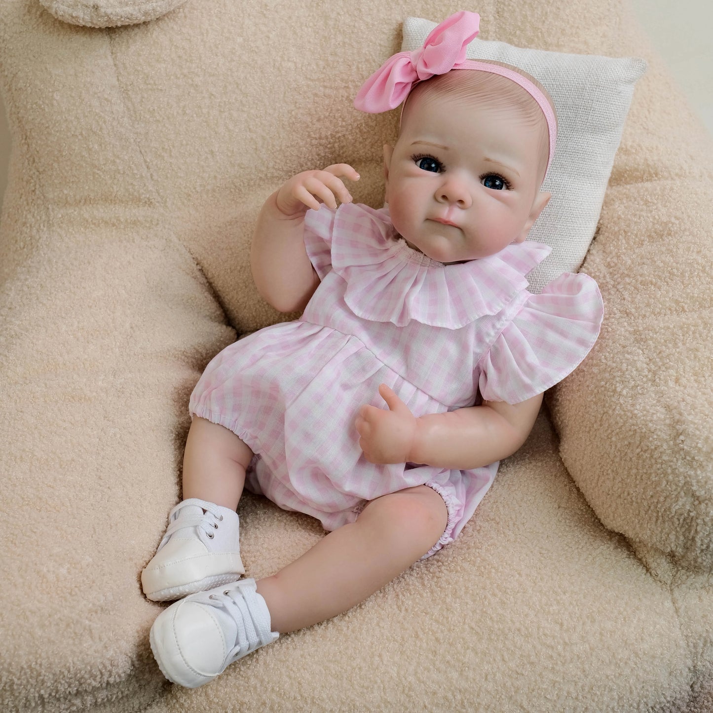 NPK 18inch Bettie Reborn Baby Doll - Newborn Lifelike Soft Touch Cuddly 3D Skin Painted Hand Drawn Hair Collectible Toy