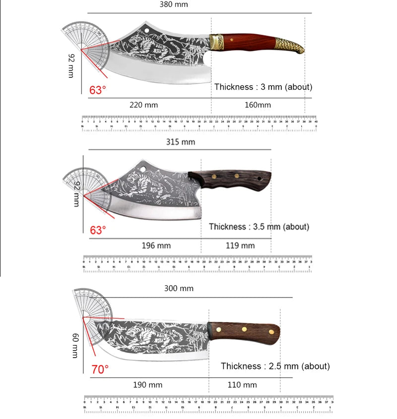 High Hardness Butcher Knife Stainless Steel Tiger Pattern Kitchen knife Bone Chopper