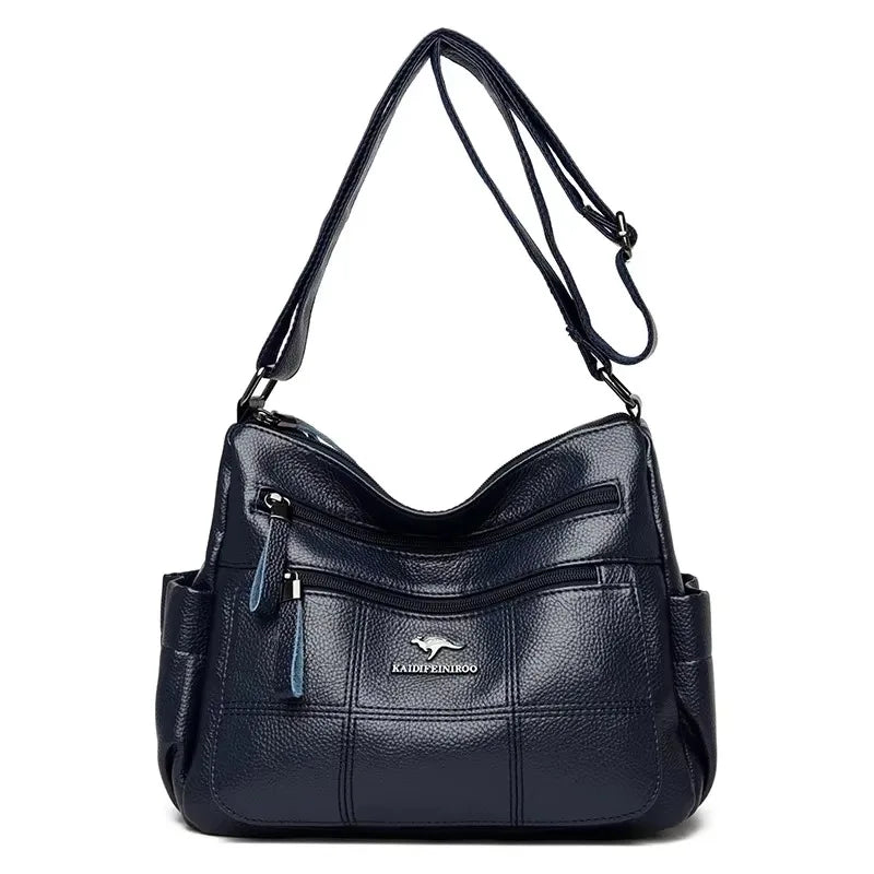 Brand Leather 3 Layers Alligator Crossbody Bag for Women Female Shoulder