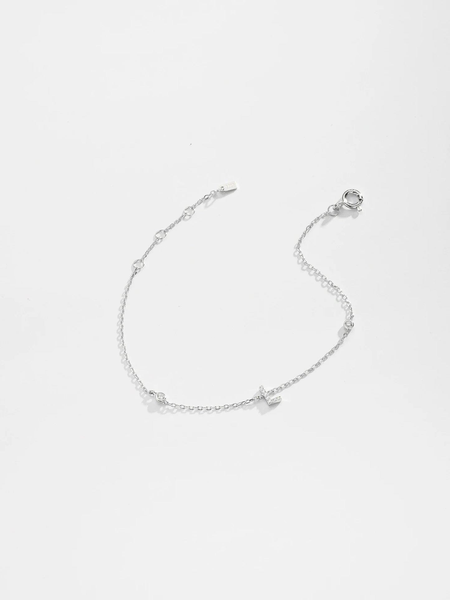 VEWANT 925 Sterling Silver Monogram Letter A - Z Initial Charm Chain Bracelet Luxury Wedding CrystalFine Jewelry