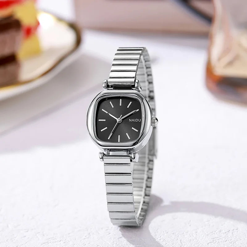 Brand Small Square Ladies Watches Adjustable Stainless Steel Strap Quartz Wristwatches for Women Fashion Luxury Gift Clock