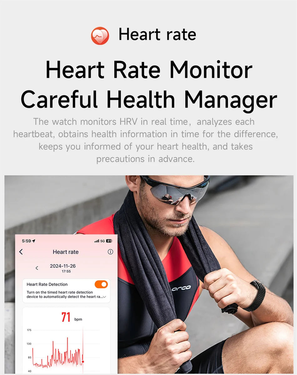 New No Screen Smart Watch Men's Sports Outdoors Fitness Heart Rate Monitor 1ATM Waterproof New Smartwatch For Android IOS 2025