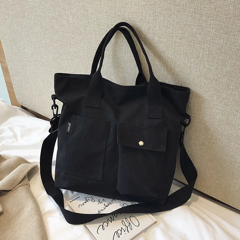 Fashion Canvas Bags students Handbag Shoulder Bag Large Capacity Solid