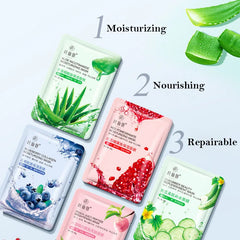 12 Pieces Blueberry Facial Masks Aloe Cucumber Peach Fresh Fruit Moisturizing Face Mask Sheets for Beauty Facial Skin Care