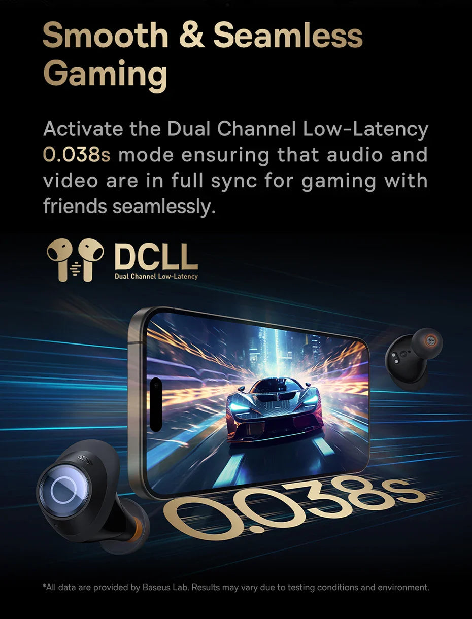 Baseus Bowie MA10 Pro ANC Wireless Earphones 48dB Hybrid ANC Bluetooth 5.3 Earbuds IPX6 Waterproof 4-Mics ENC Sports Headphones