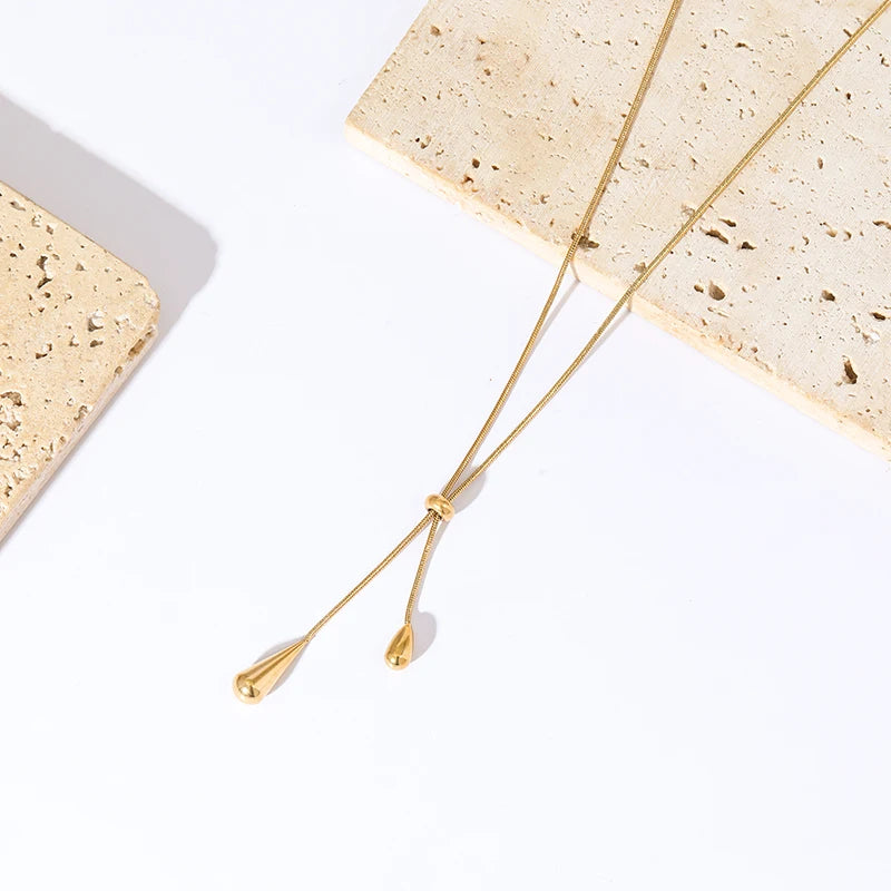 316L Stainless Steel Water Drop Pendant Necklace For Women Trendy
