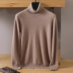 Men's 100% pure Mink velvet Cashmere Sweater High Lapels Pullovers Knitted Winter