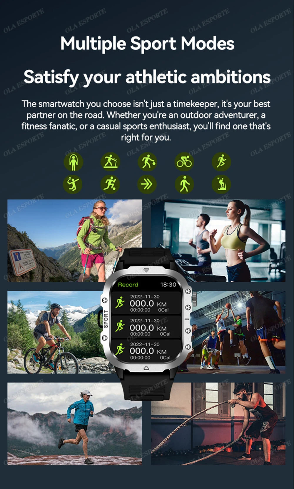 EGC+PPG GPS Sports Fitness Tracker Smartwatch Men 2.01Inch Touch Screen Health Monitoring Bluetooth Call Smart Watch For Android