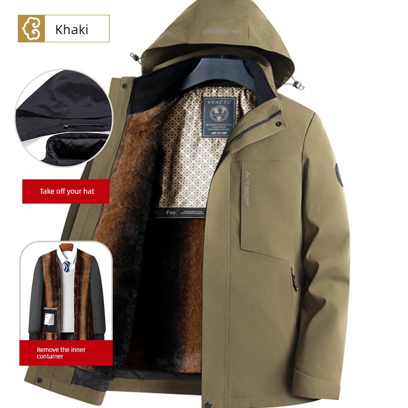Dad Fleece-lined Middle-Aged and Elderly Grandpa Winter Clothing Coat