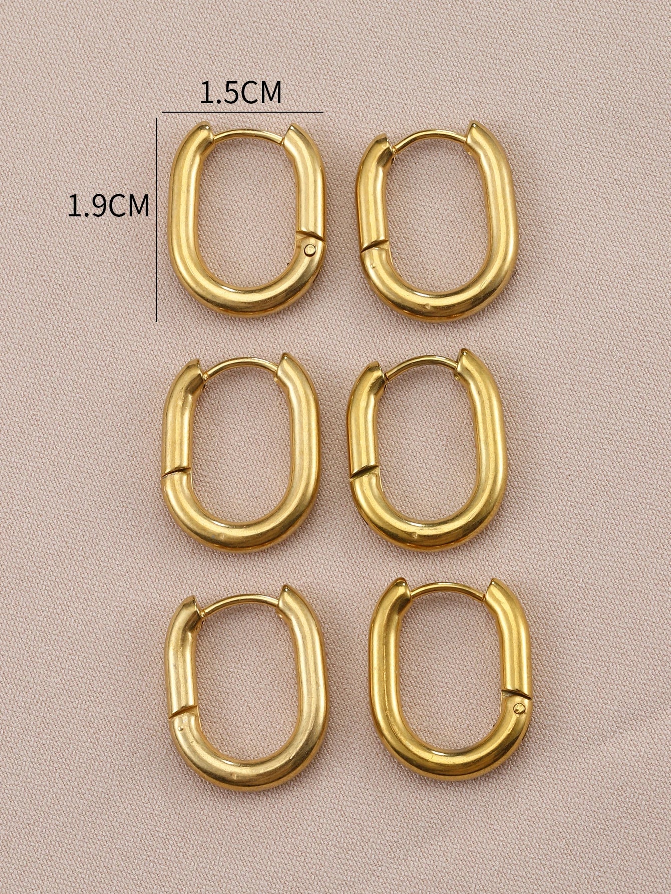 10pcs Stainless Steel Thick Wire Hoop Earrings Punk Hiphop Huggie Piercing