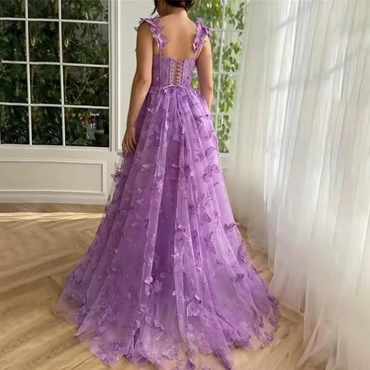 Homecoming Dresses: Green 3D Lace Butterflies Prom Dresses Evening Gown