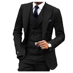 Men Suit One Button Lapel Double Breasted Slim 3 Piece Fit Casual Business Dress Suits