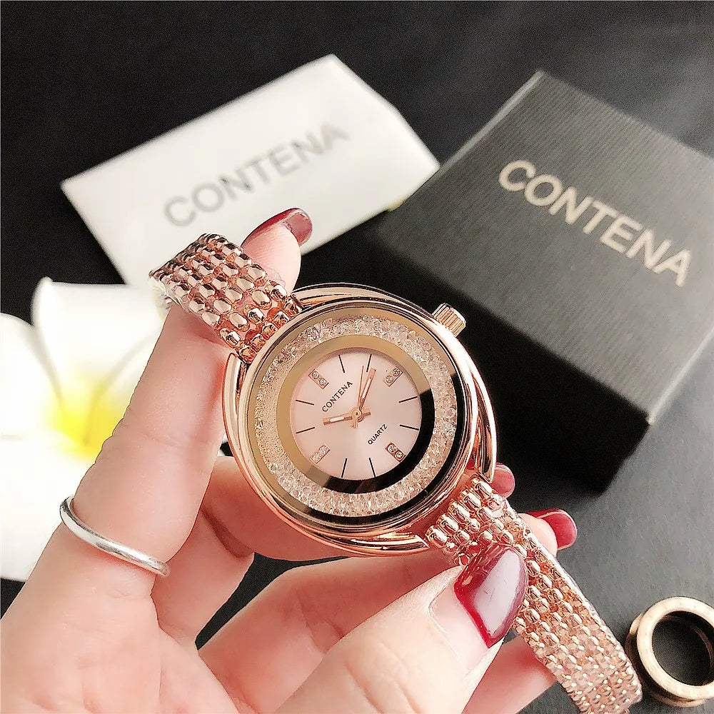 New Watch For Women High-End Luxury Stainless Steel Rhinestone Dial Wristwatch Water Resistant Woman Accesories Gifts for Women