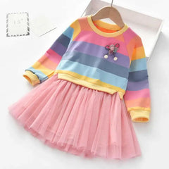 Baby Girls Dress Princess Autumn Sweater Fleece Gauze Tutu Dresses