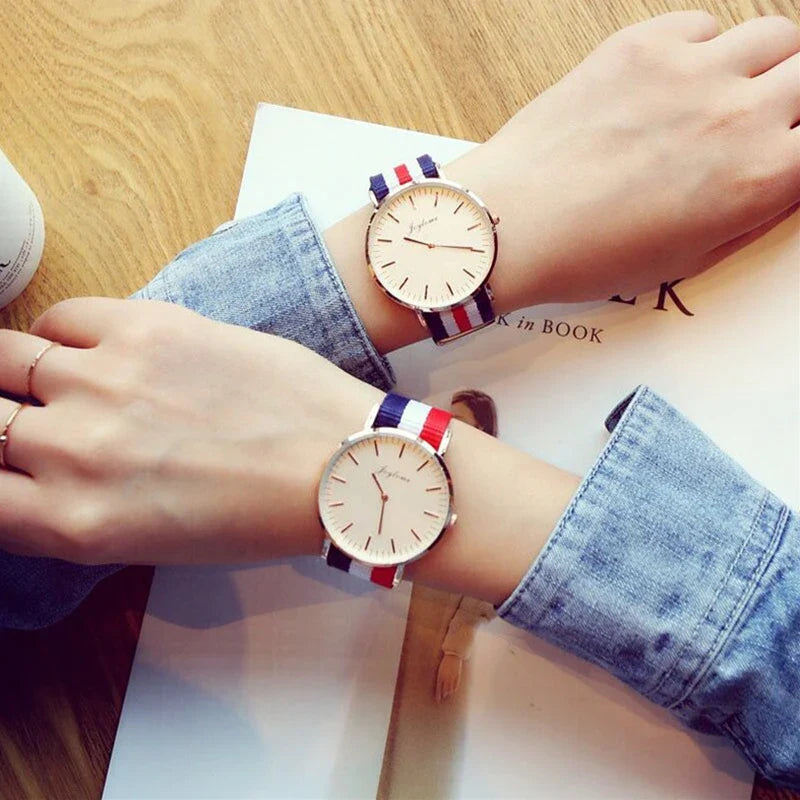 Top Brand Luxury Women Watches Fashion Stripe Nylon Strap Ladies Quartz Wristwatch Simple Casual Watch Women Clock Montre Femme