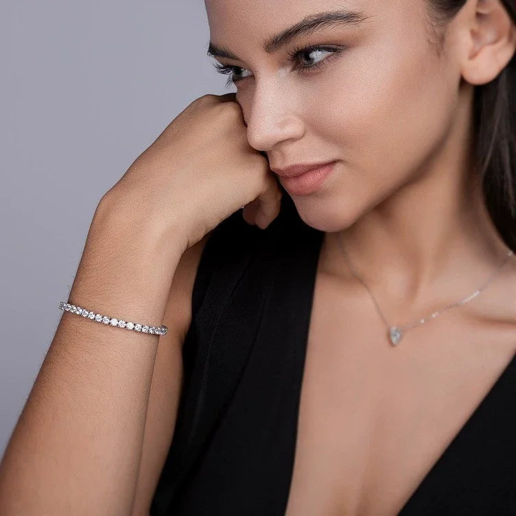 Dainty Full Moissanite Tennis Bracelet 18k Gold Plated 925 Sterling Silver D Color Lab Created Diamond Bracelet for Women Men