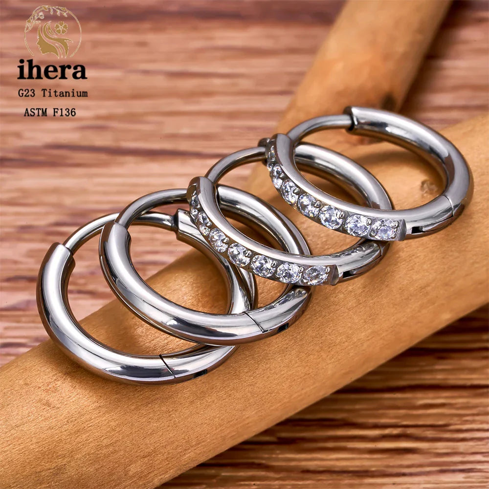2/20PCS G23 Titanium Piercing Round Earrings Hoops with Zircon Ear Buckle Women Ear Tragus Cartilage Helix Piercing Jewelry